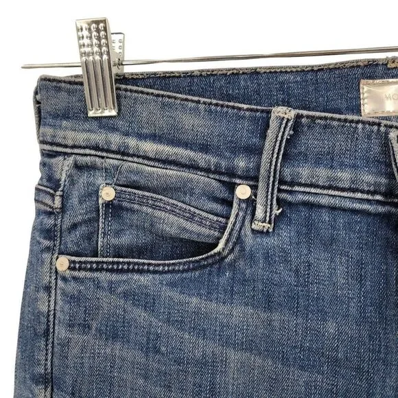 Mother The Stunner Ankle‎ Step Fray Jeans Medium Wash Size 29 Button Fly Stretch